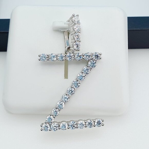 "925 Sterling Silver Cubic Zirconia Initial Pendant, UU1P6A6192 - Picture 4 of 10